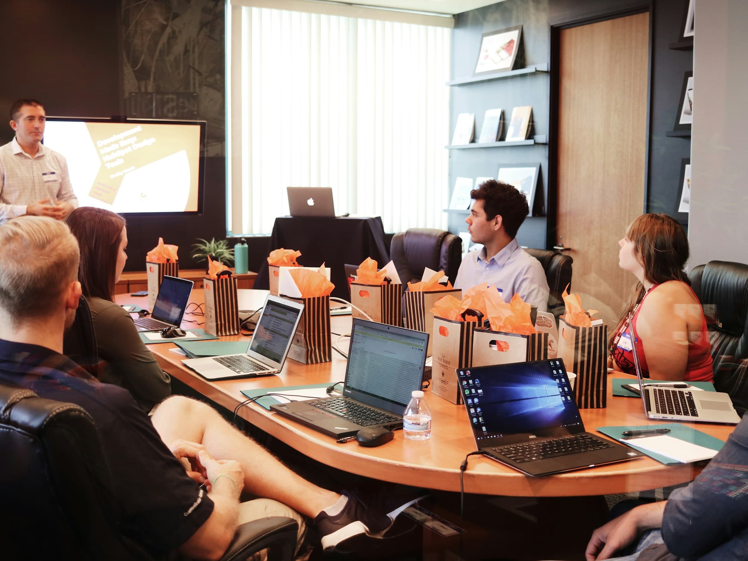 Consultants reviewing a business feasibility study